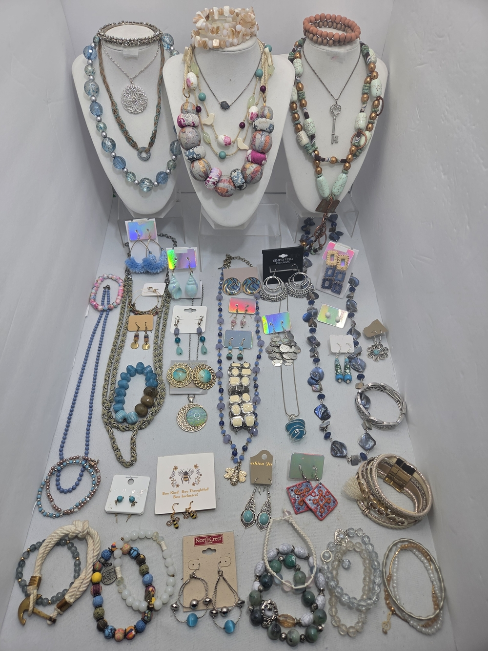 HUGE ​50pc Vintage & Modern Jewelry Lot CHICO'S, LENORA DAME Necklace Earrings